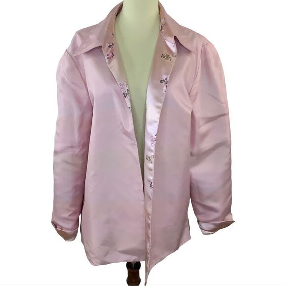 Asian inspired floral reversible coat pink - Picture 5 of 10